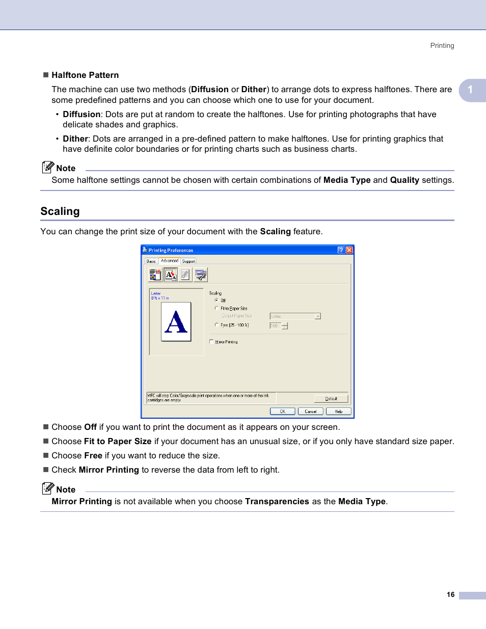 Scaling | Brother MFC-3360C User Manual | Page 22 / 155