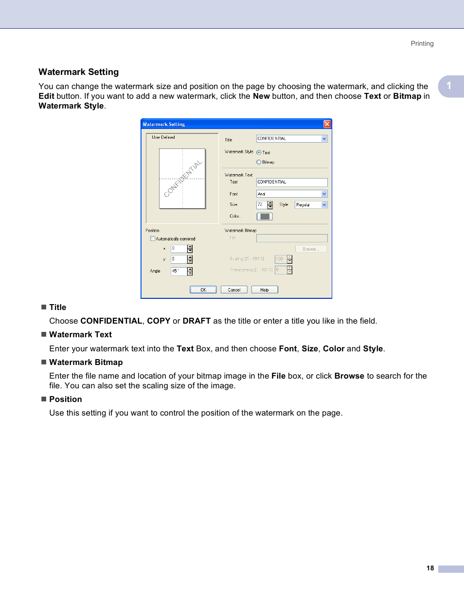 Watermark setting | Brother MFC-3360C User Manual | Page 24 / 155