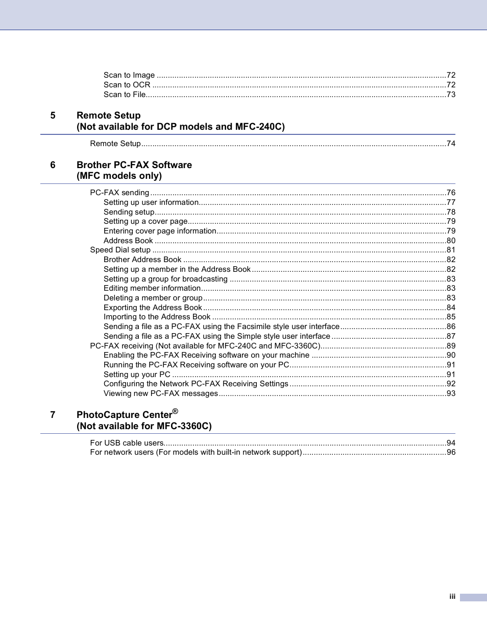 Brother MFC-3360C User Manual | Page 4 / 155