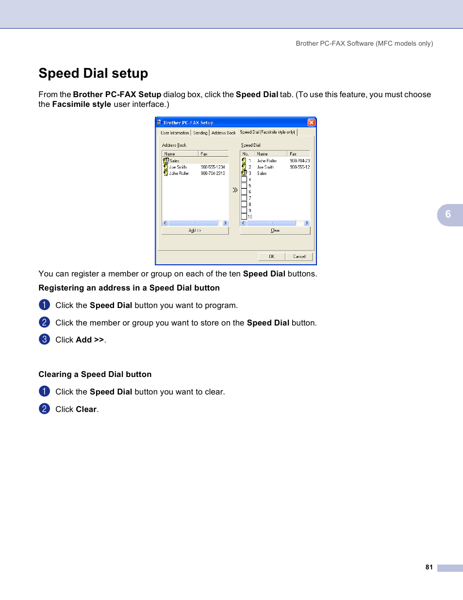 Speed dial setup | Brother MFC-3360C User Manual | Page 87 / 155