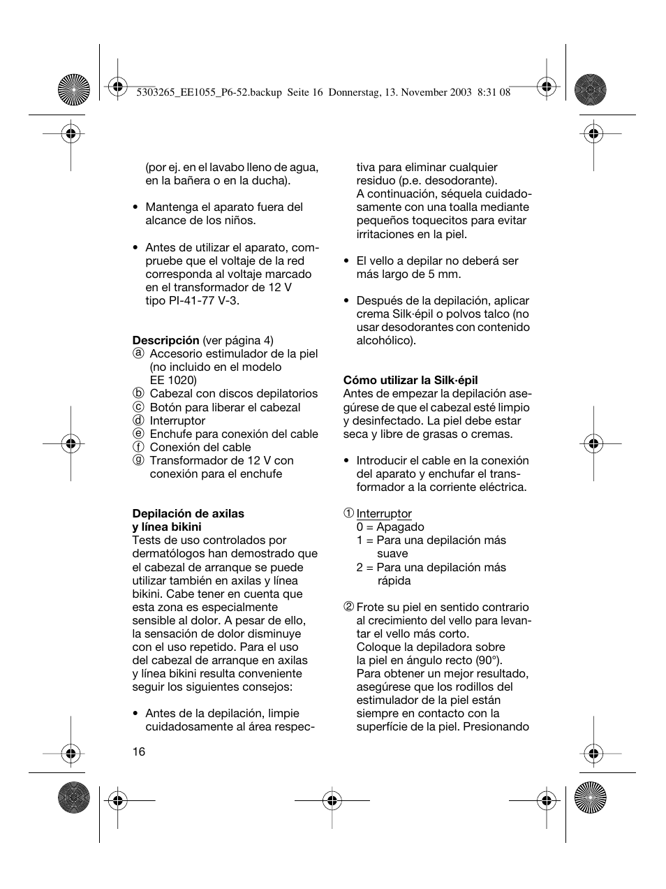 Braun EE1020 Silk-épil SuperSoft User Manual | Page 15 / 47
