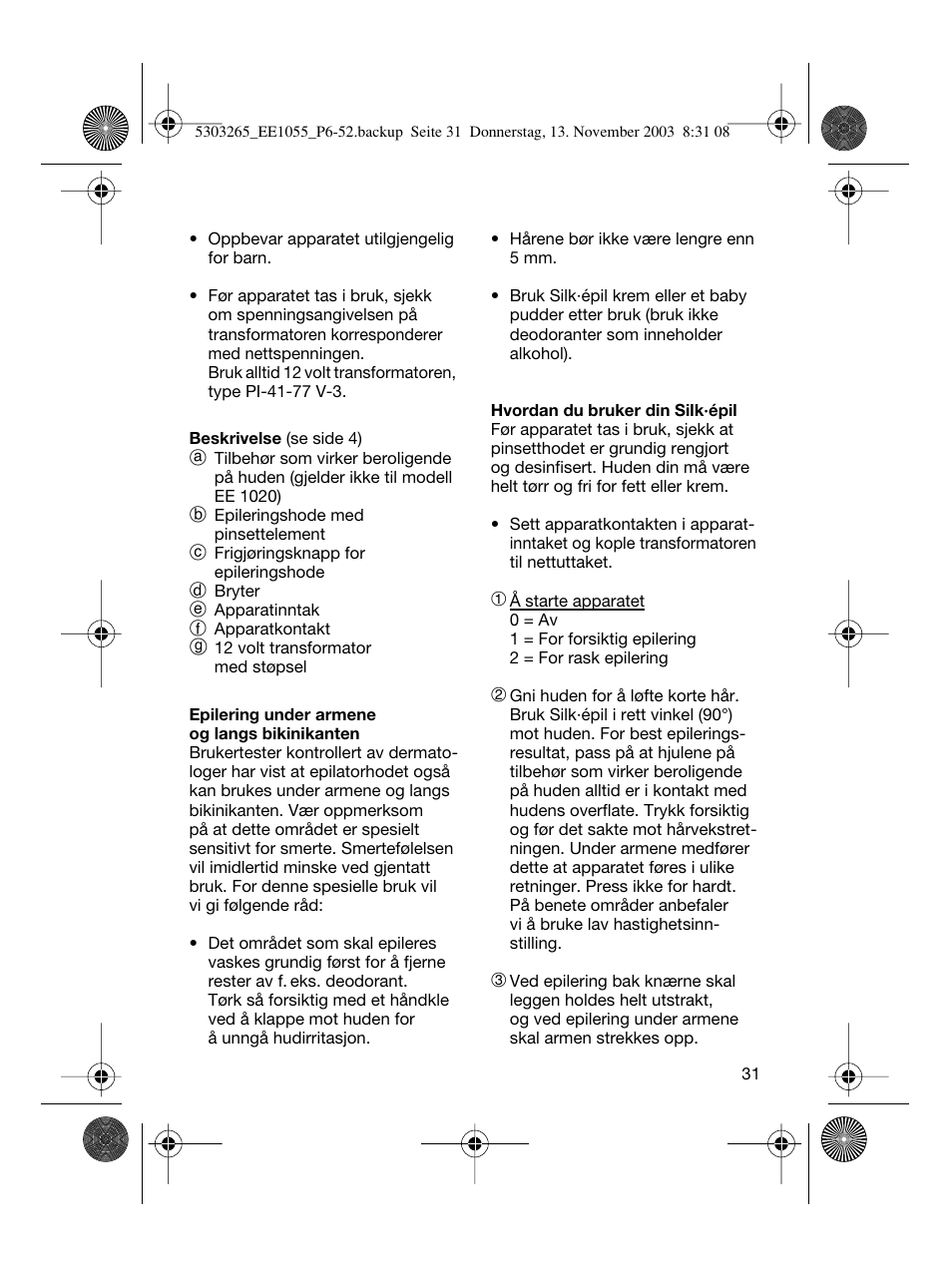 Braun EE1020 Silk-épil SuperSoft User Manual | Page 30 / 47