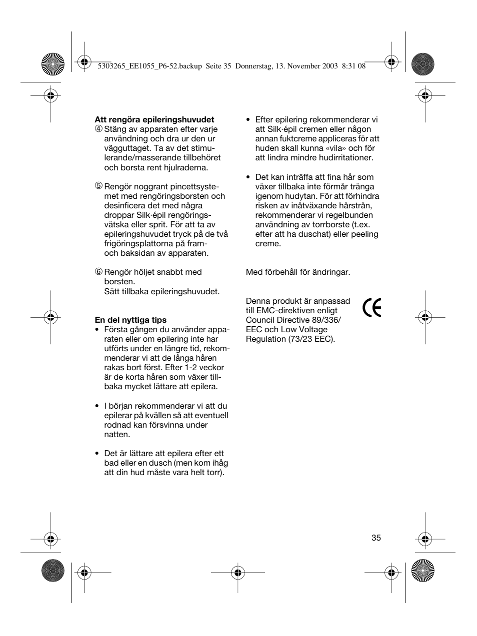 Braun EE1020 Silk-épil SuperSoft User Manual | Page 34 / 47