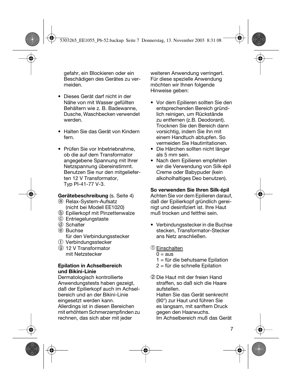 Braun EE1020 Silk-épil SuperSoft User Manual | Page 6 / 47