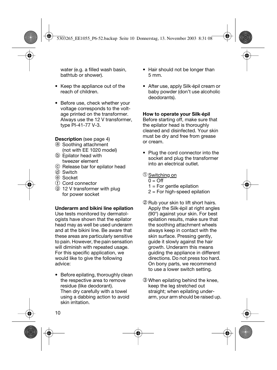Braun EE1020 Silk-épil SuperSoft User Manual | Page 9 / 47
