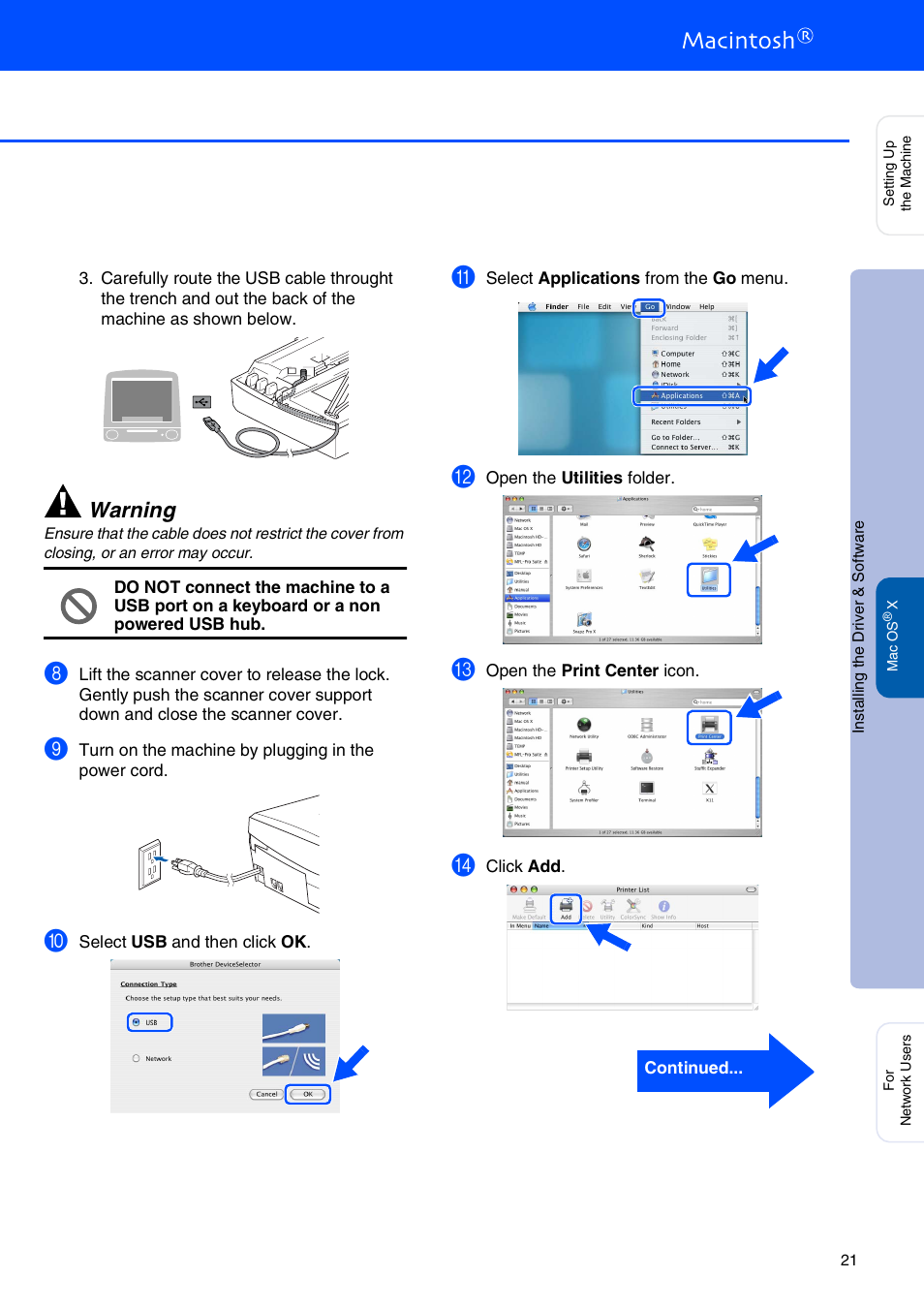 Warning | Brother MFC 210C User Manual | Page 23 / 37