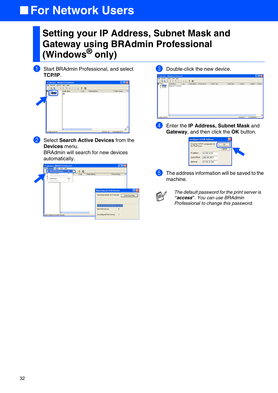 Windows, Only), For network users | Brother MFC 210C User Manual | Page 34 / 37