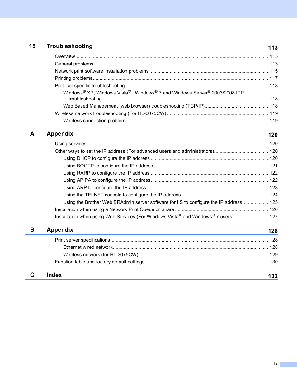 Brother HL-3075CW User Manual | Page 10 / 143
