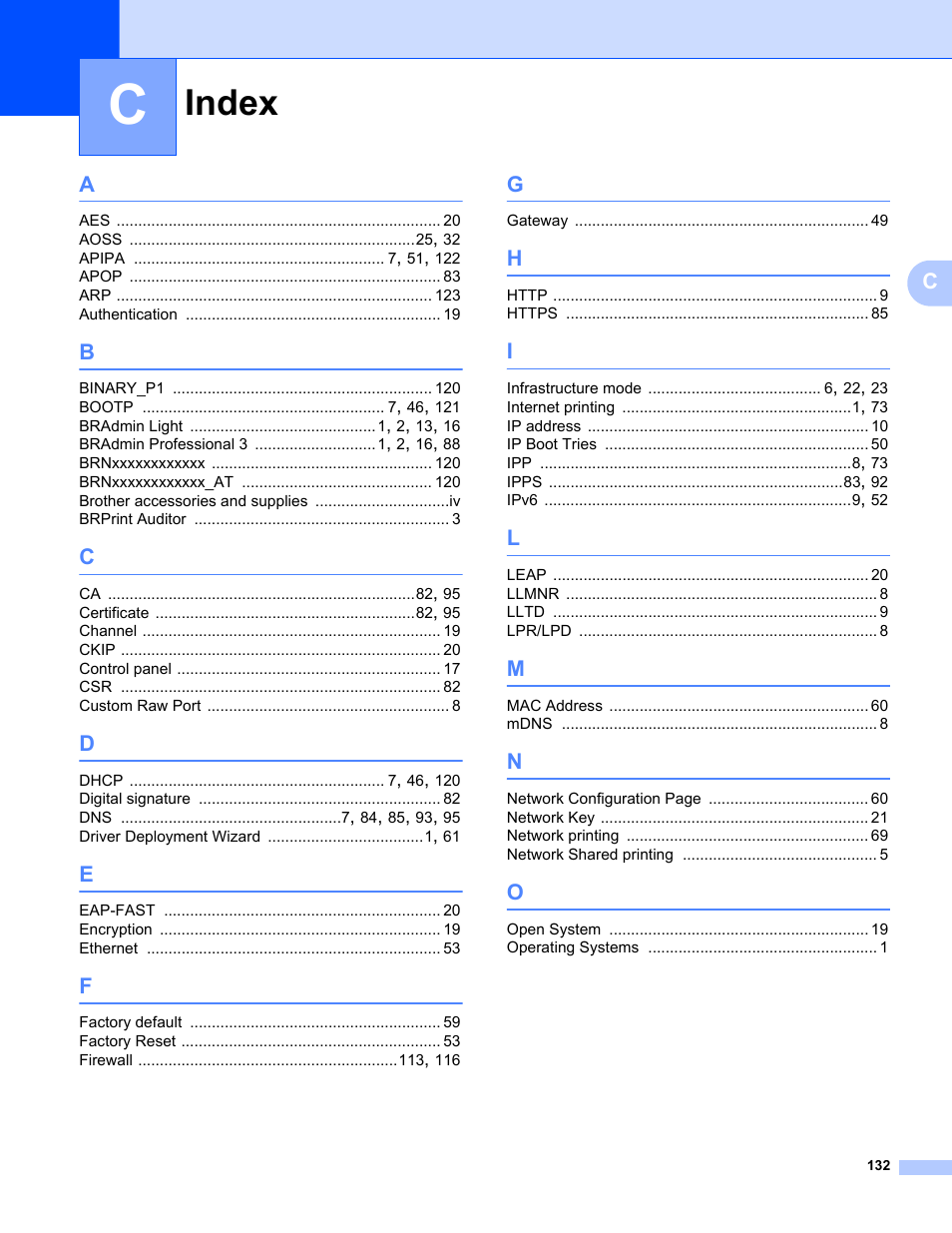 Index | Brother HL-3075CW User Manual | Page 142 / 143