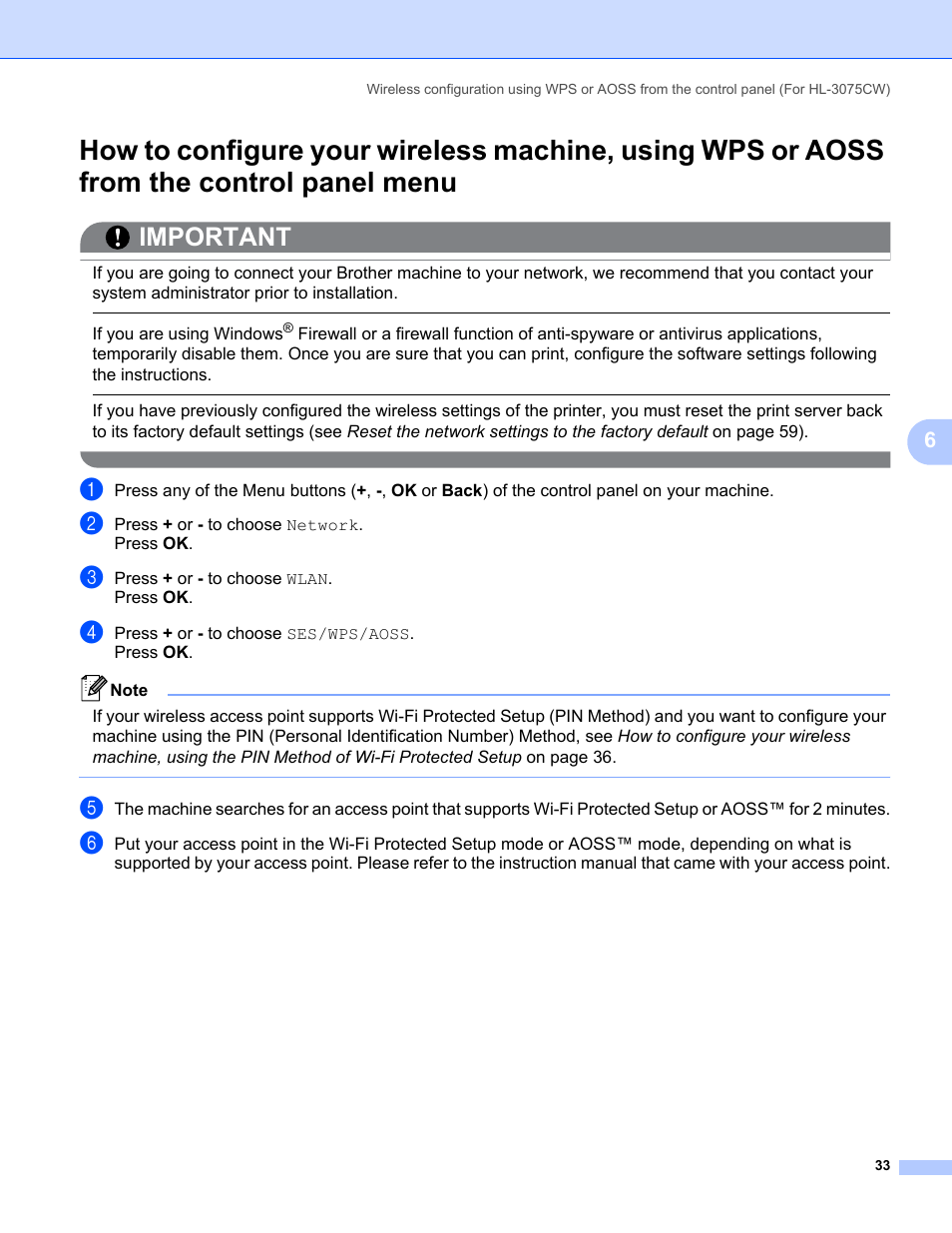 Important | Brother HL-3075CW User Manual | Page 43 / 143