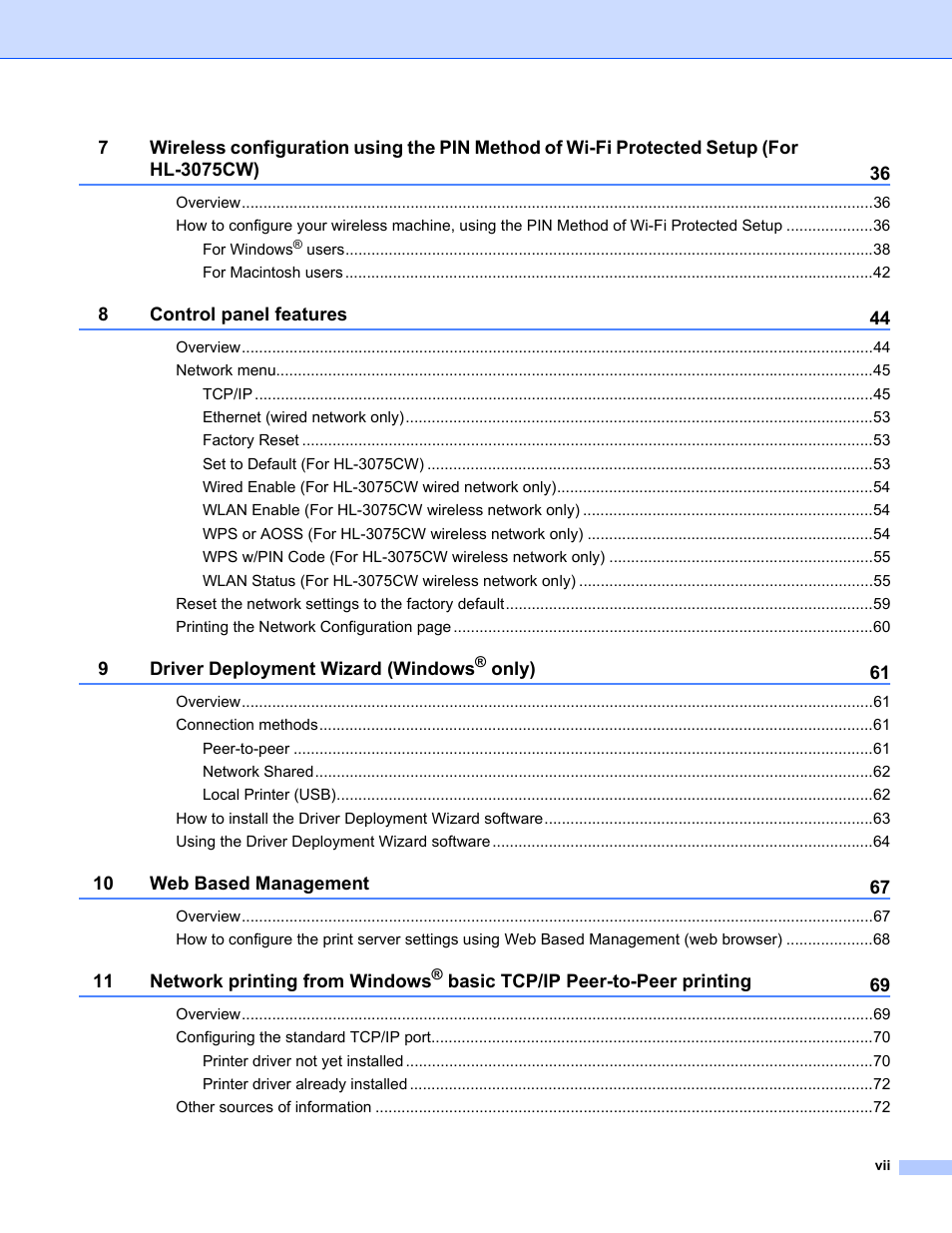 Brother HL-3075CW User Manual | Page 8 / 143