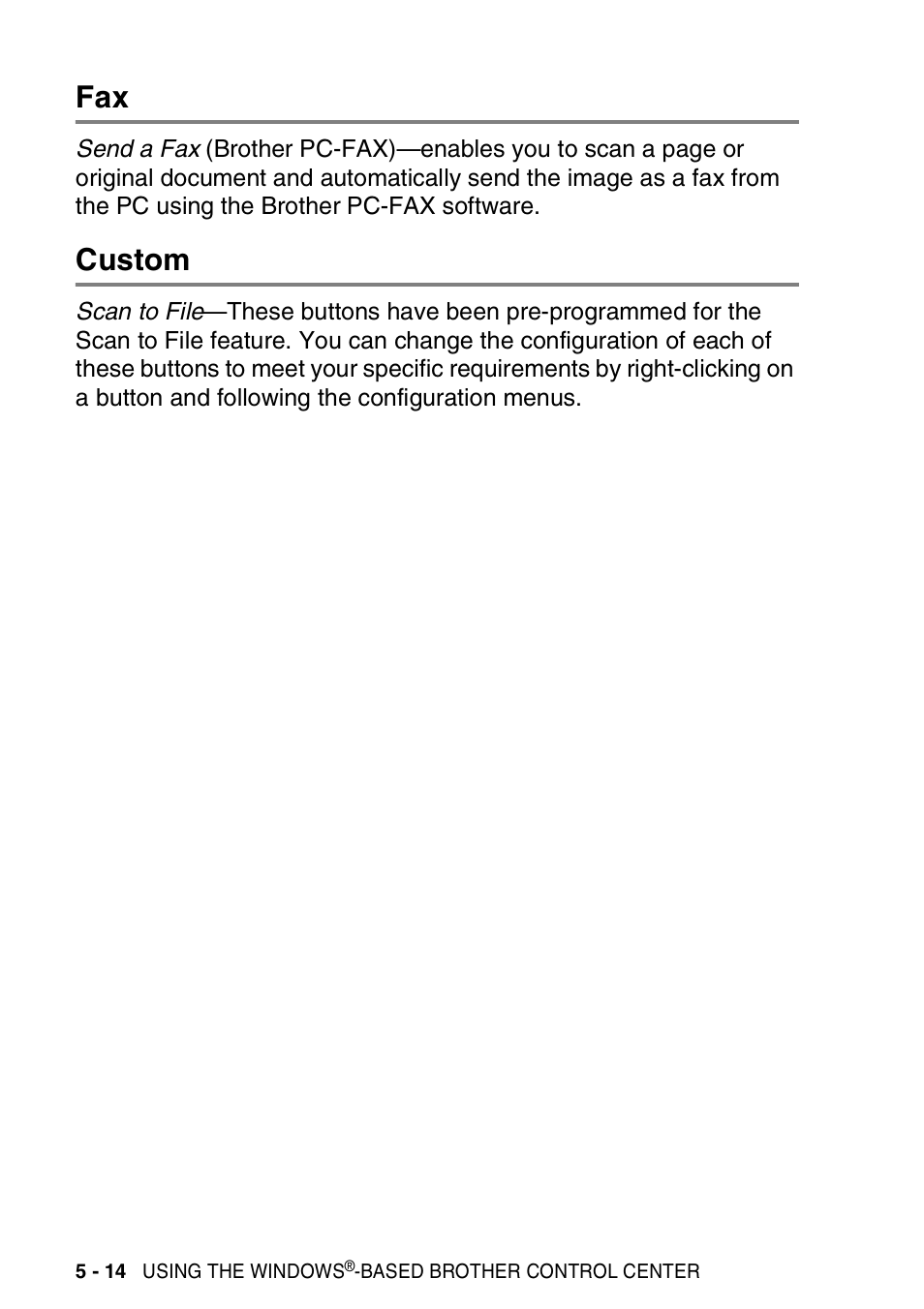 Custom, Fax -14 custom -14 | Brother MFC 8220 User Manual | Page 102 / 198