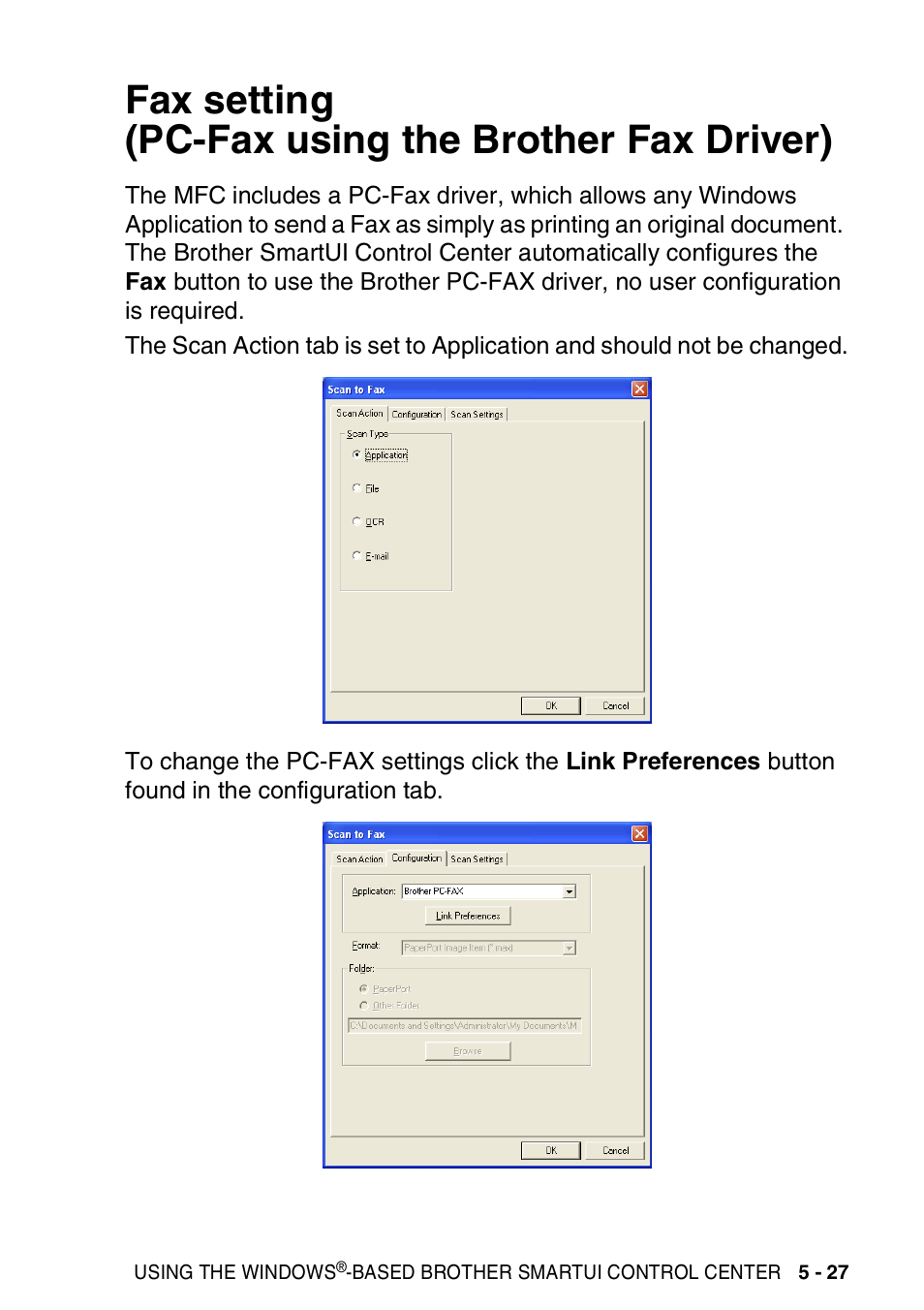 Fax setting (pc-fax using the brother fax driver) | Brother MFC 8220 User Manual | Page 115 / 198