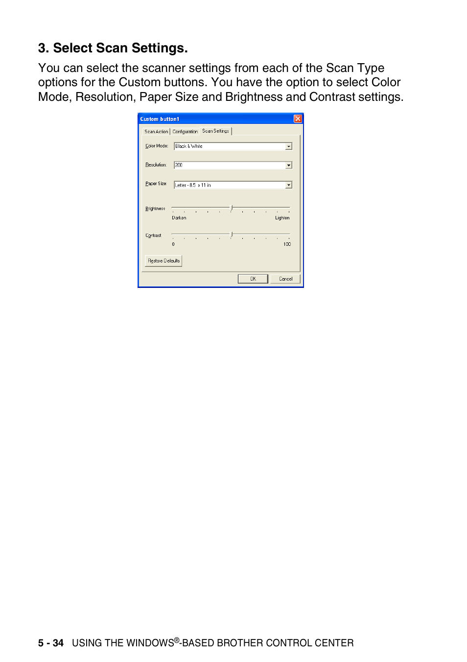 Select scan settings, Select scan settings -34 | Brother MFC 8220 User Manual | Page 122 / 198
