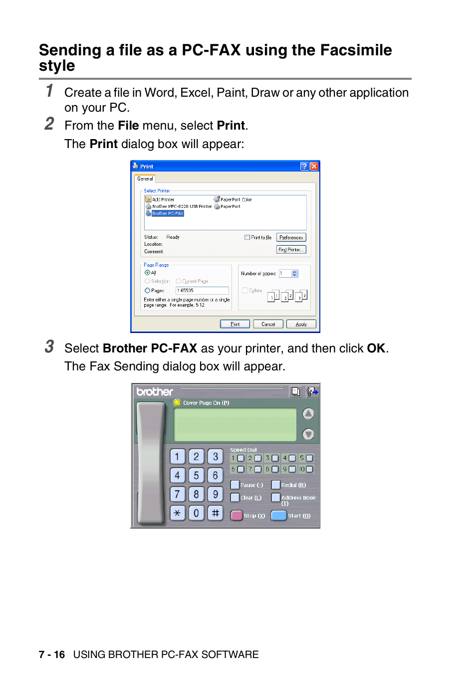 Sending a file as a pc-fax using the facsimile, Style -16 | Brother MFC 8220 User Manual | Page 140 / 198