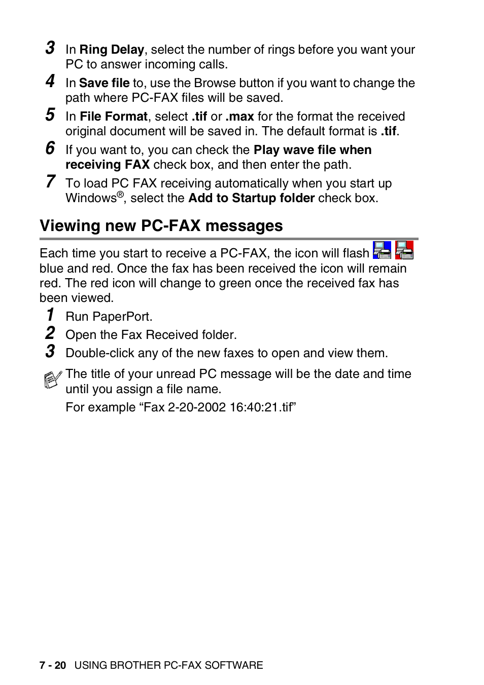 Viewing new pc-fax messages, Viewing new pc-fax messages -20 | Brother MFC 8220 User Manual | Page 144 / 198