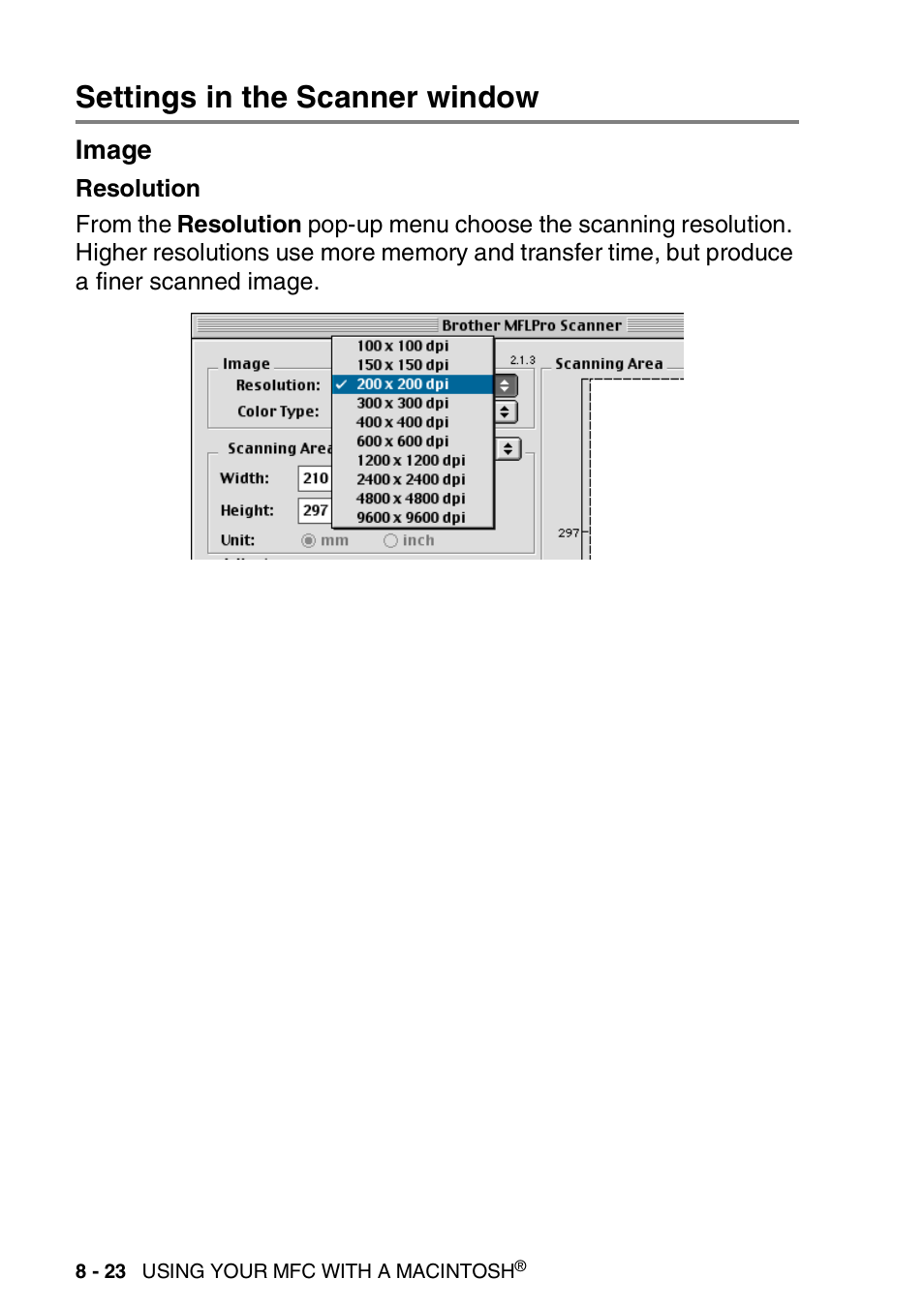 Settings in the scanner window, Image, Settings in the scanner window -23 | Image -23 | Brother MFC 8220 User Manual | Page 174 / 198
