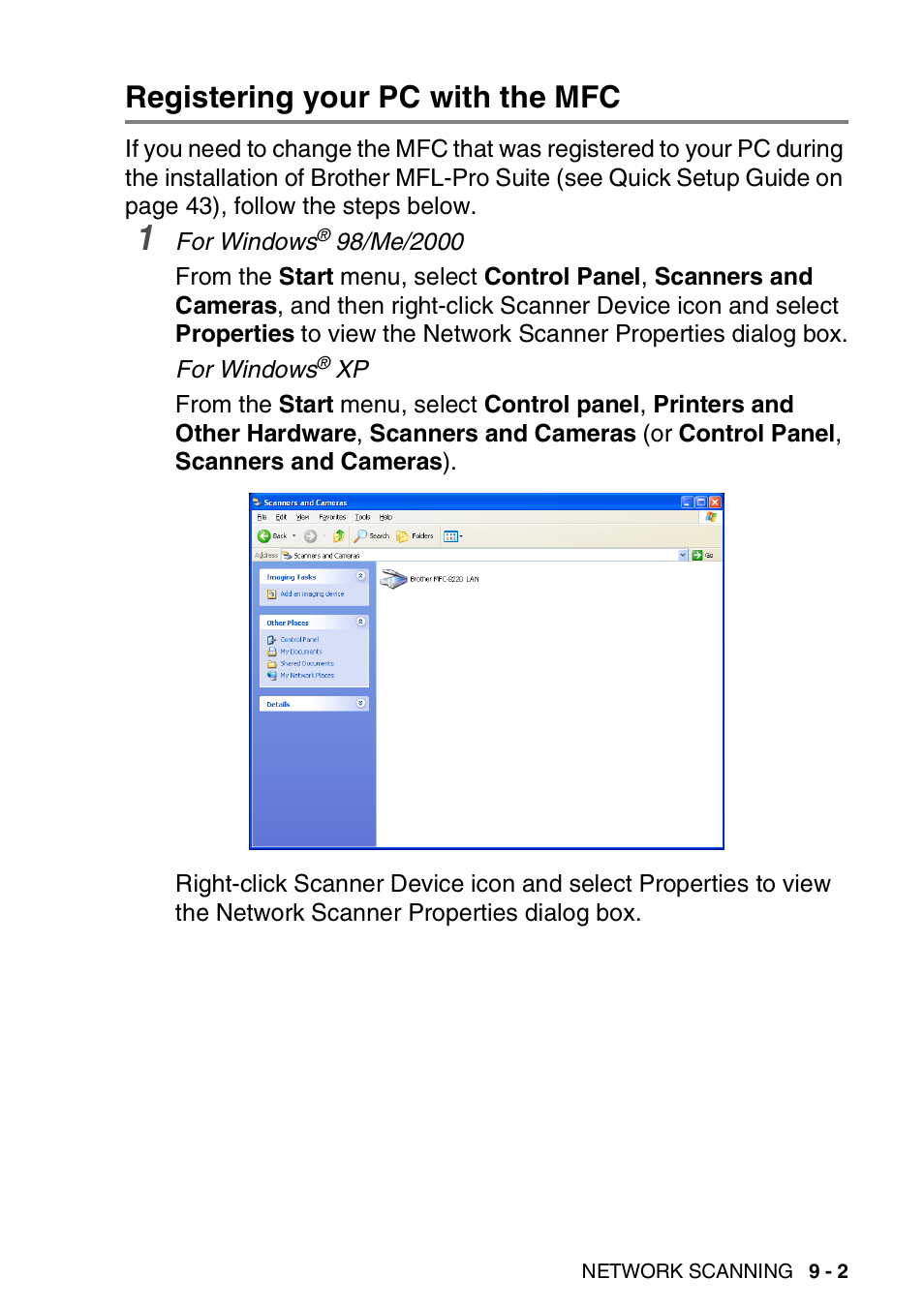 Registering your pc with the mfc, Using the scan key -5 | Brother MFC 8220 User Manual | Page 183 / 198