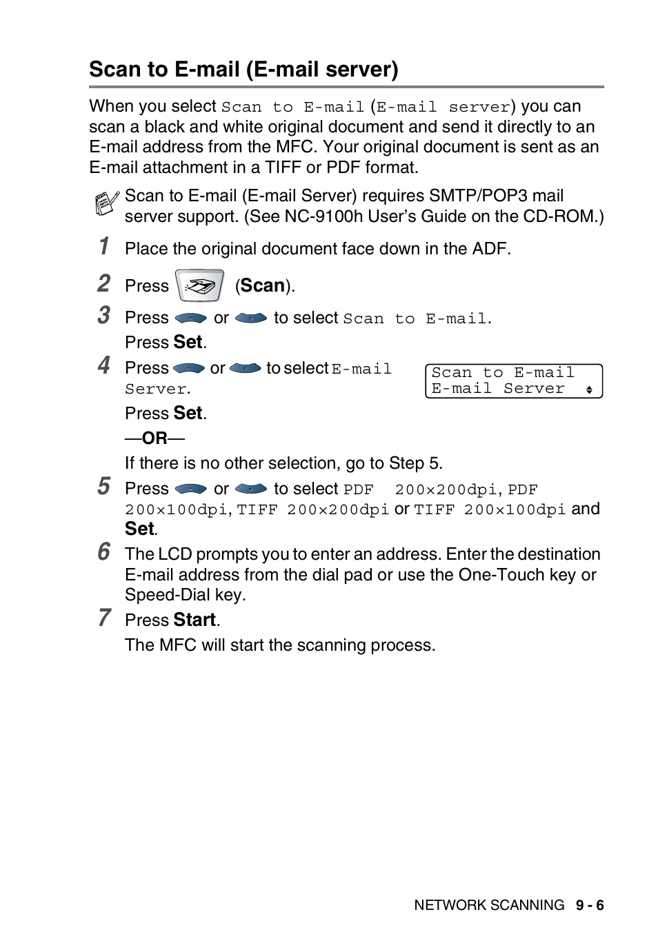 Scan to e-mail (e-mail server), Scan to image -7 | Brother MFC 8220 User Manual | Page 187 / 198