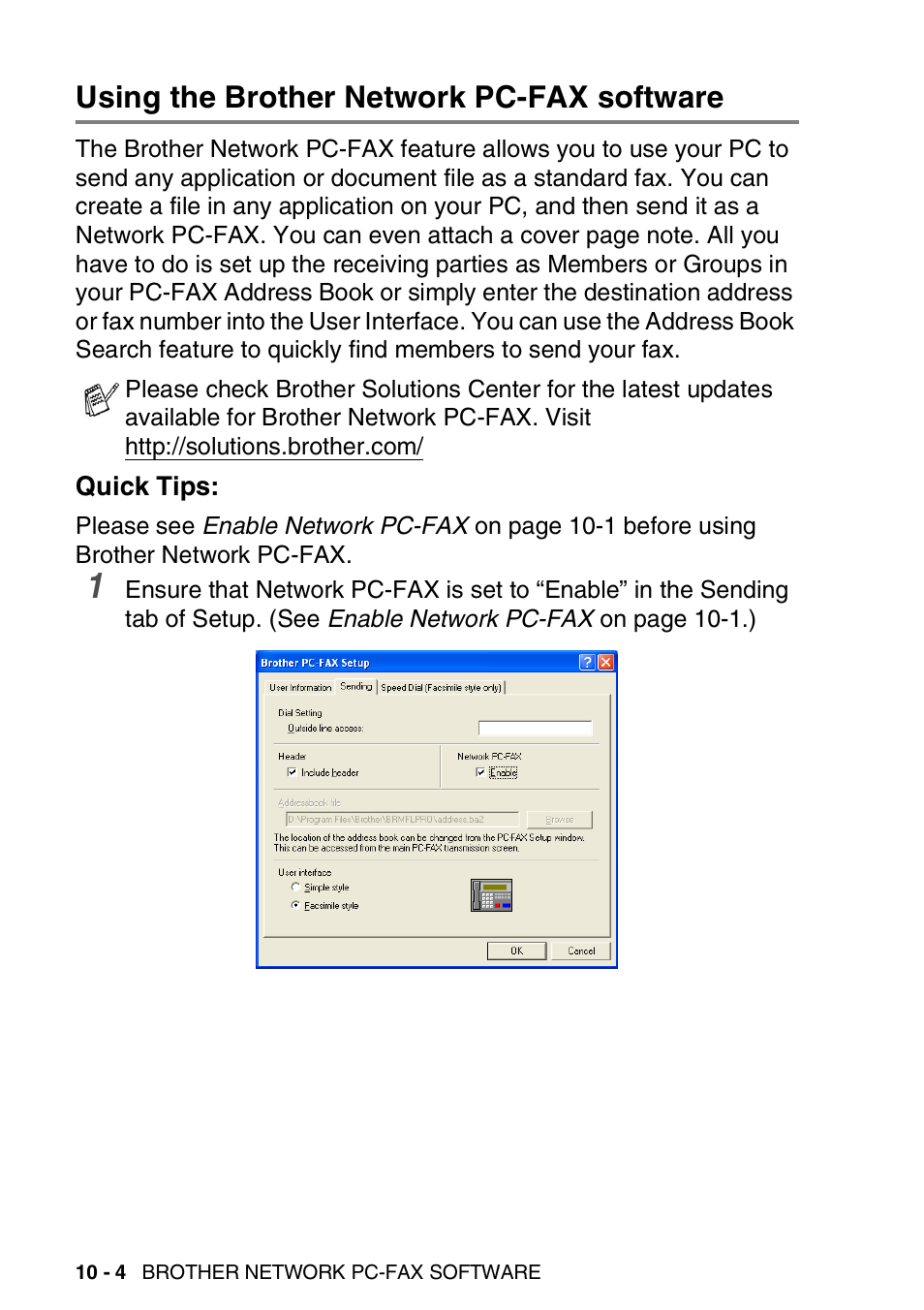 Using the brother network pc-fax software, Quick tips, Quick tips: -4 | Sending a network pc-fax from your macintosh | Brother MFC 8220 User Manual | Page 194 / 198