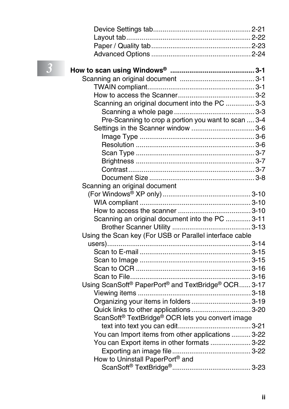 Brother MFC 8220 User Manual | Page 3 / 198