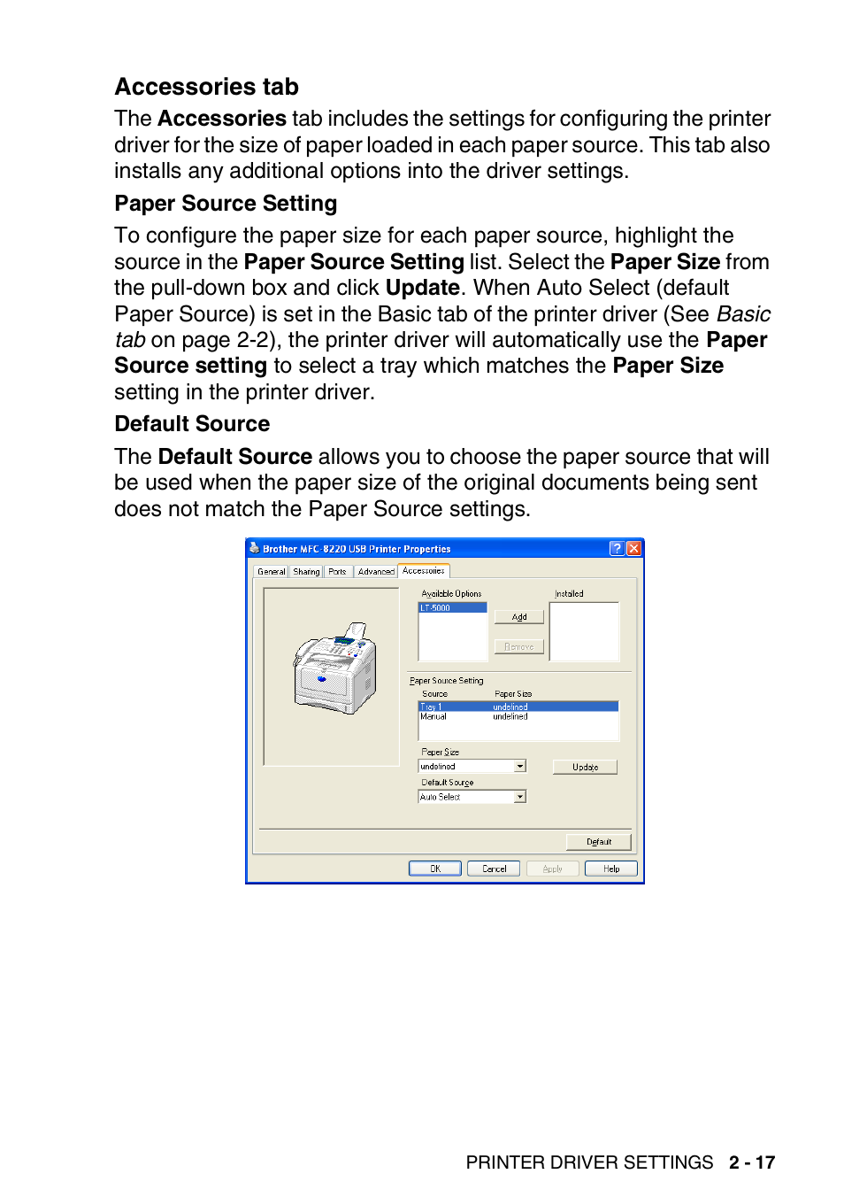 Accessories tab, Accessories tab -17 | Brother MFC 8220 User Manual | Page 37 / 198