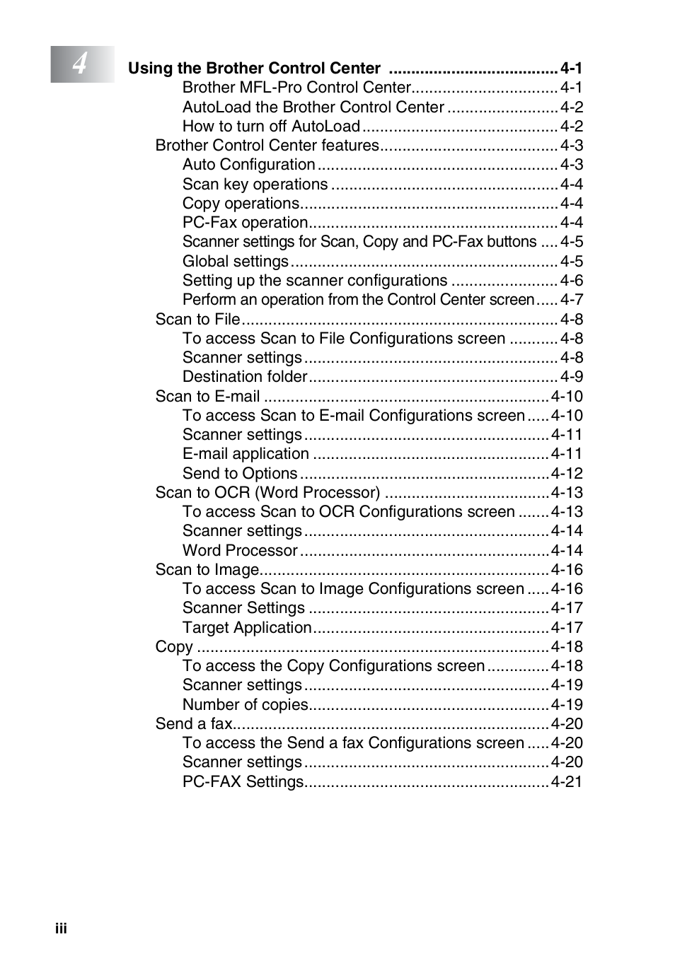 Brother MFC 8220 User Manual | Page 4 / 198