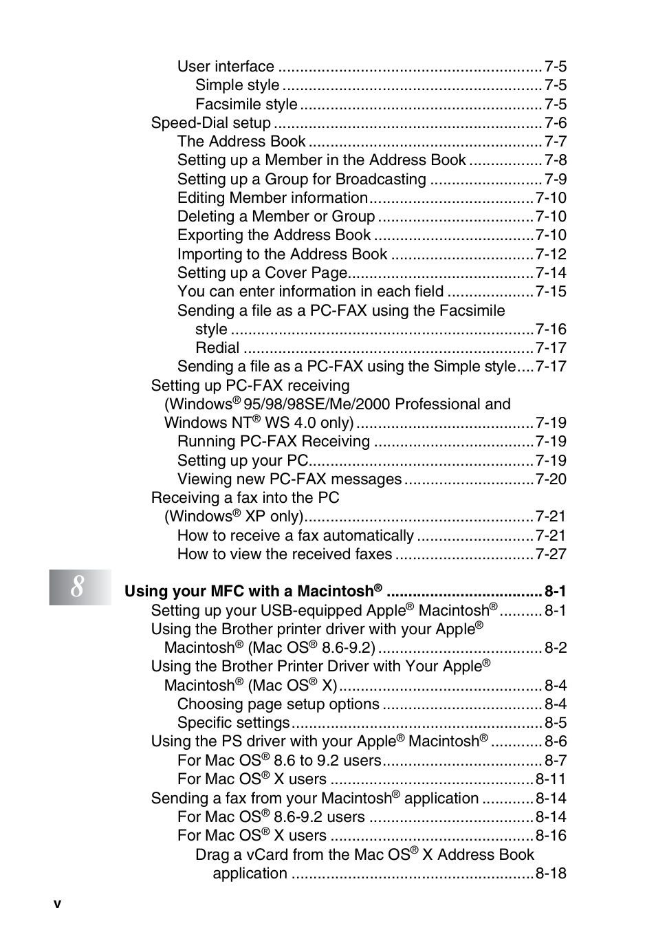 Brother MFC 8220 User Manual | Page 6 / 198
