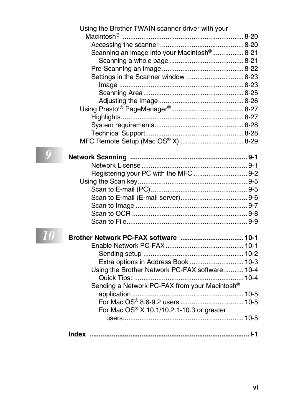 Brother MFC 8220 User Manual | Page 7 / 198