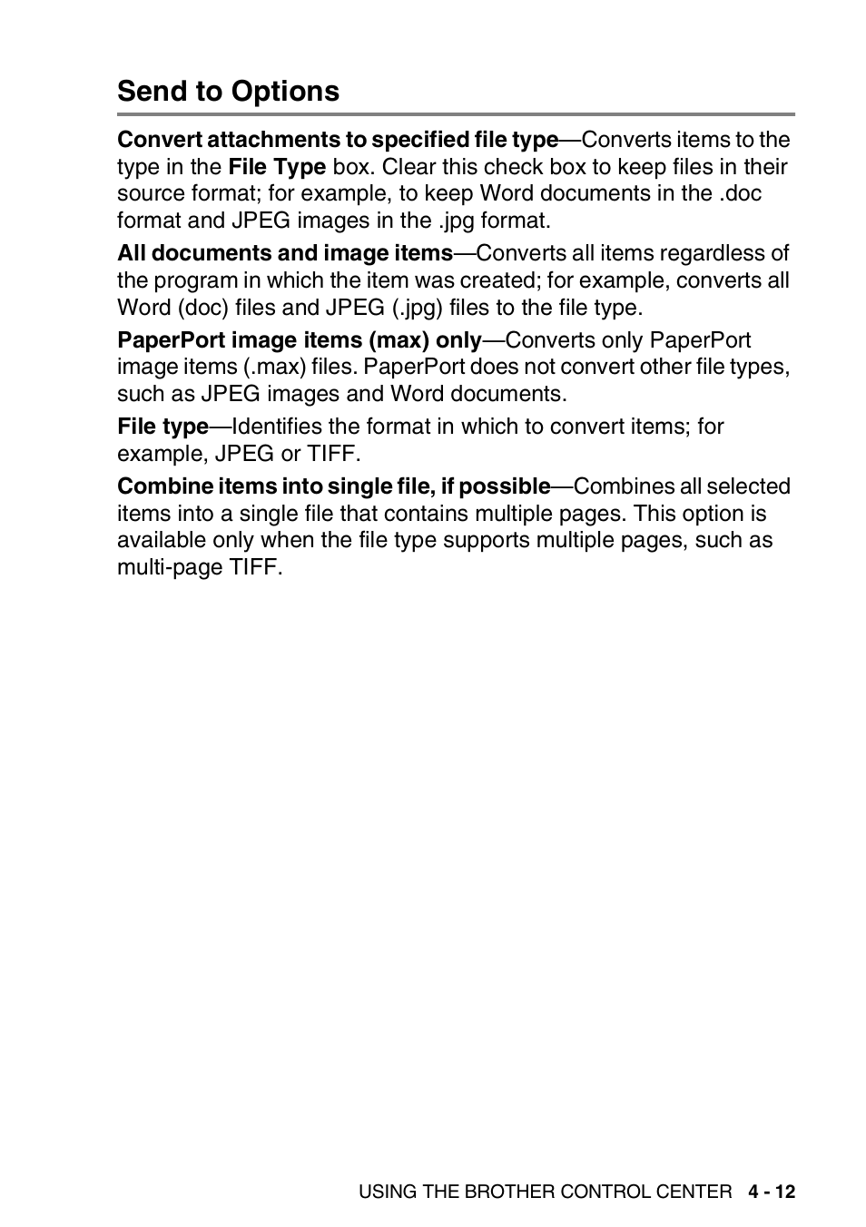 Send to options, Send to options -12 | Brother MFC 8220 User Manual | Page 79 / 198