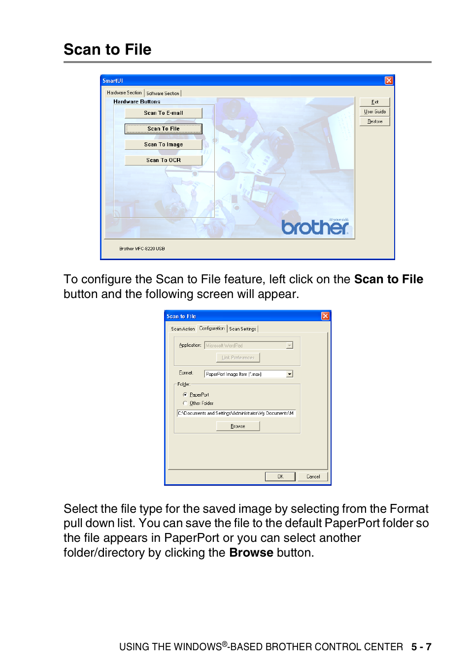 Scan to file, Scan to file -7 | Brother MFC 8220 User Manual | Page 95 / 198