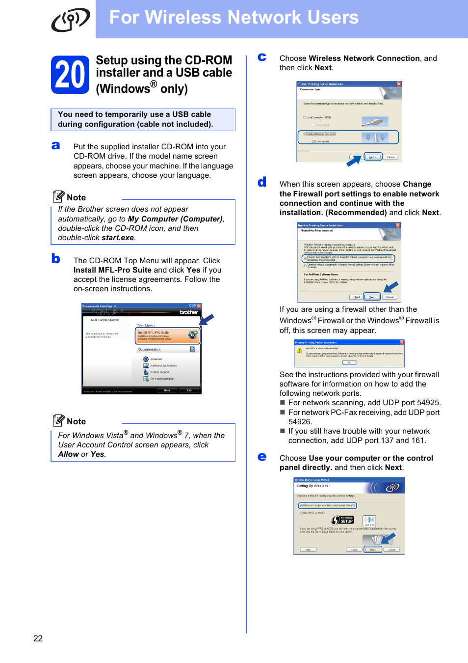 For wireless network users, Only) | Brother MFC-J430W User Manual | Page 22 / 36