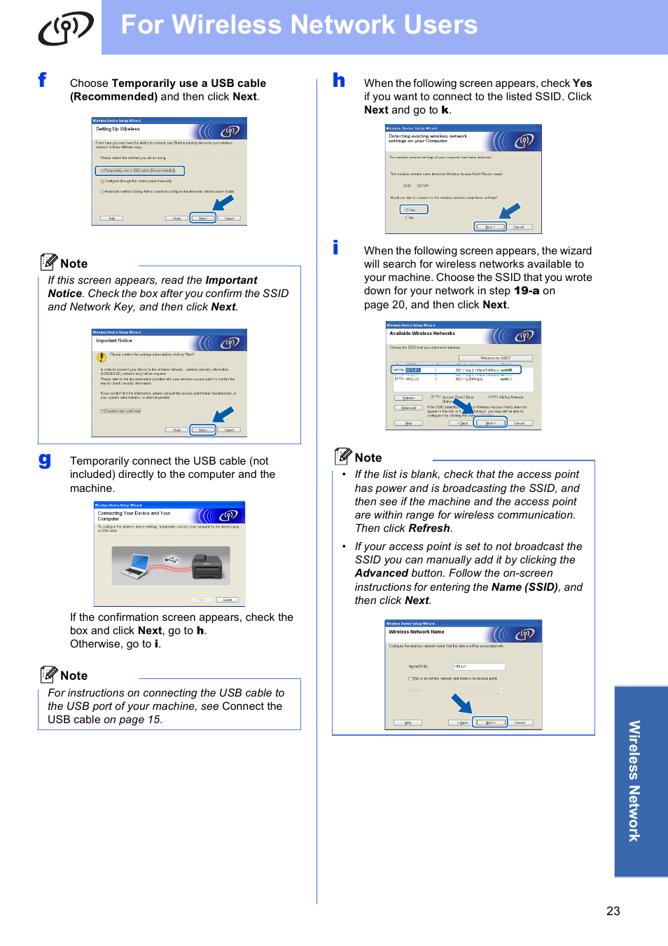 For wireless network users | Brother MFC-J430W User Manual | Page 23 / 36