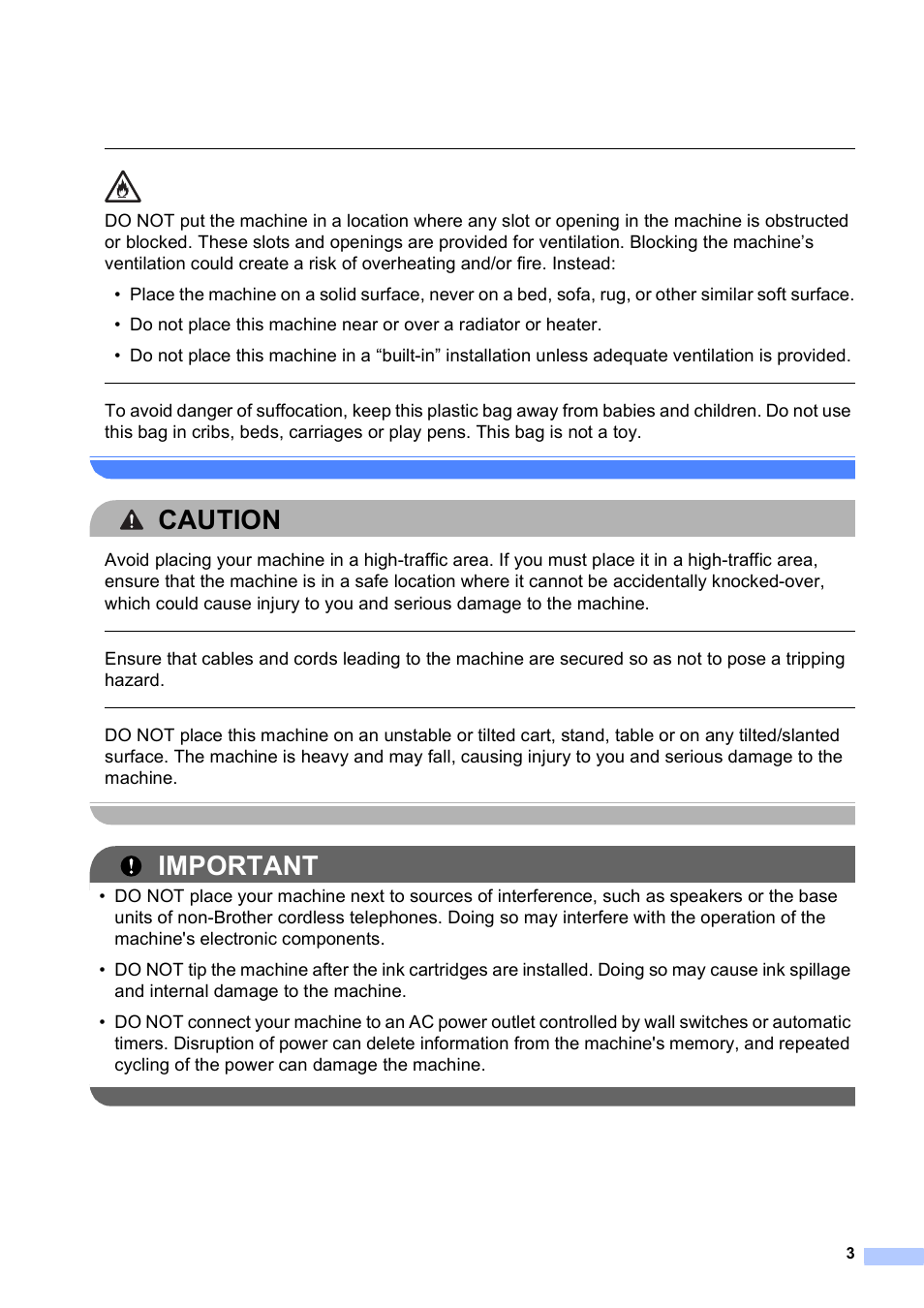 Caution, Important | Brother MFC-J280W User Manual | Page 3 / 16