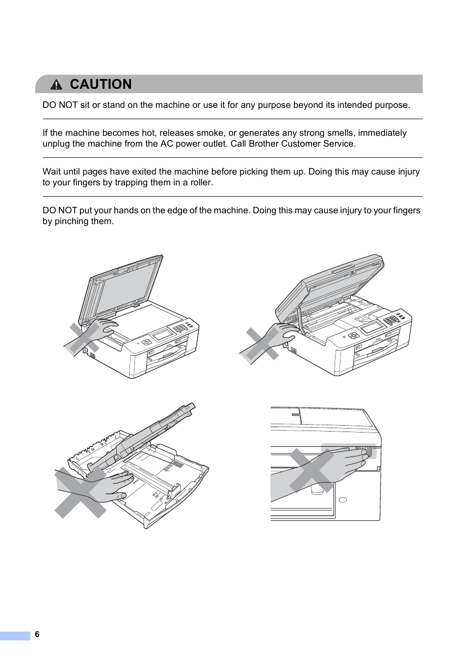 Caution | Brother MFC-J280W User Manual | Page 6 / 16