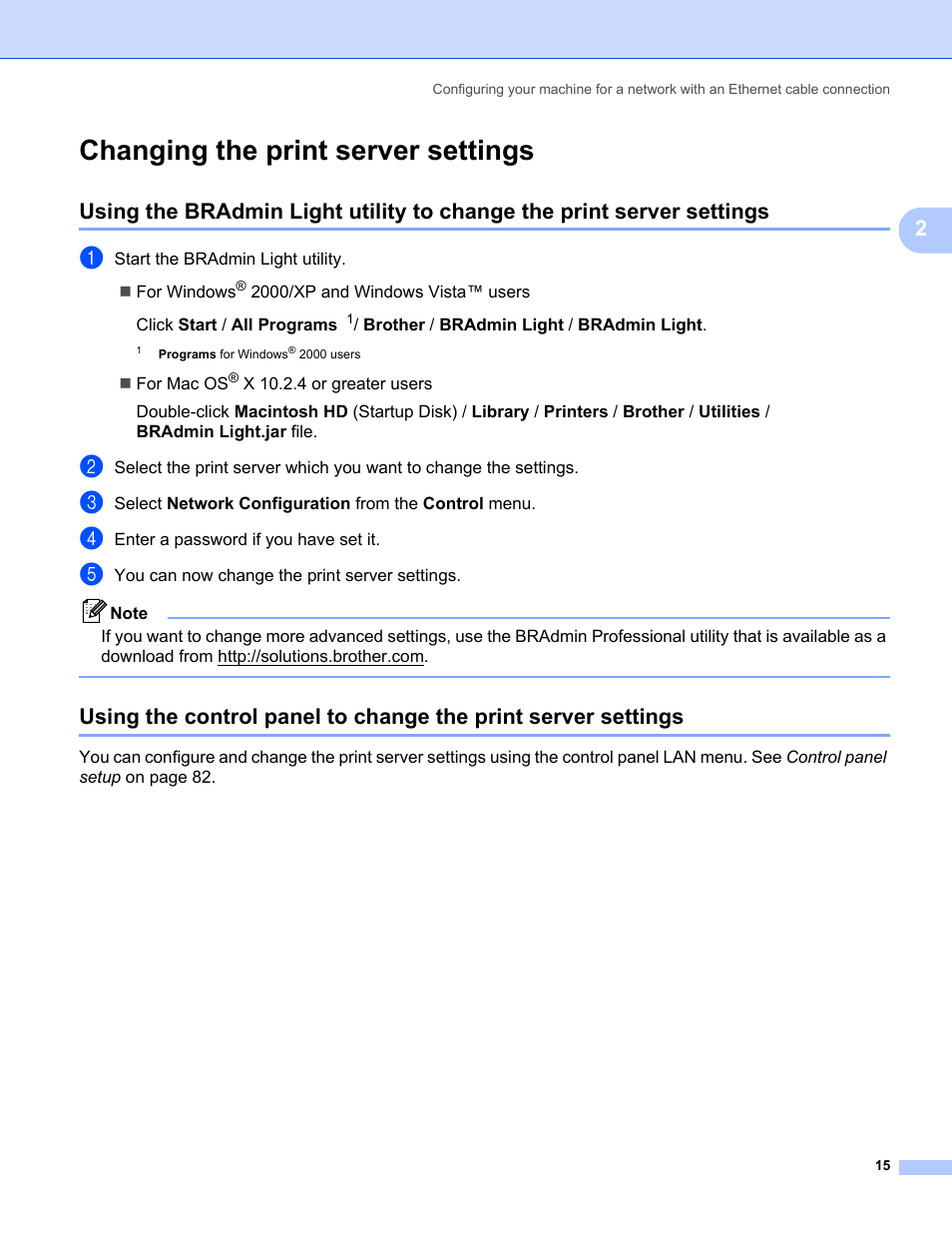 Changing the print server settings | Brother MFC-685CW User Manual | Page 23 / 136