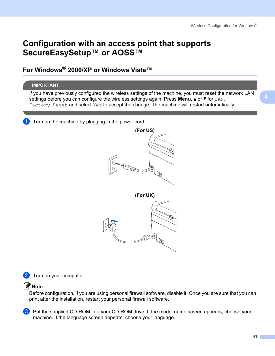 For windows® 2000/xp or windows vista, For windows, 2000/xp or windows vista | Brother MFC-685CW User Manual | Page 49 / 136