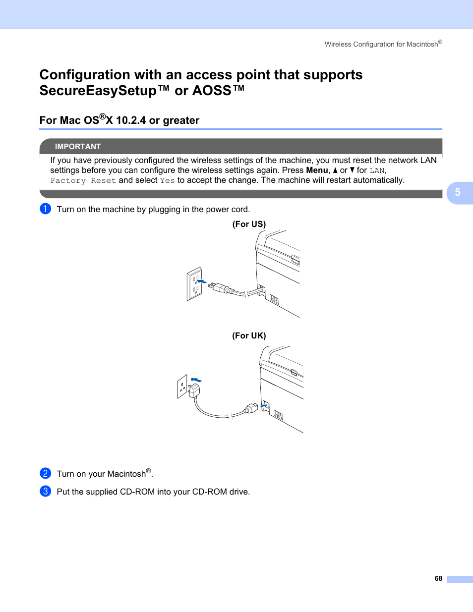 For mac os®x 10.2.4 or greater, For mac os, X 10.2.4 or greater | Brother MFC-685CW User Manual | Page 76 / 136