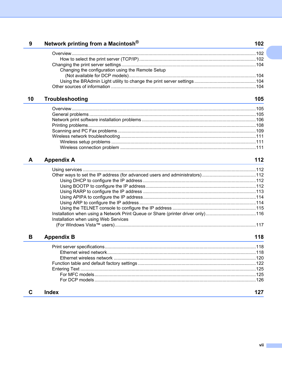 Brother MFC-685CW User Manual | Page 8 / 136