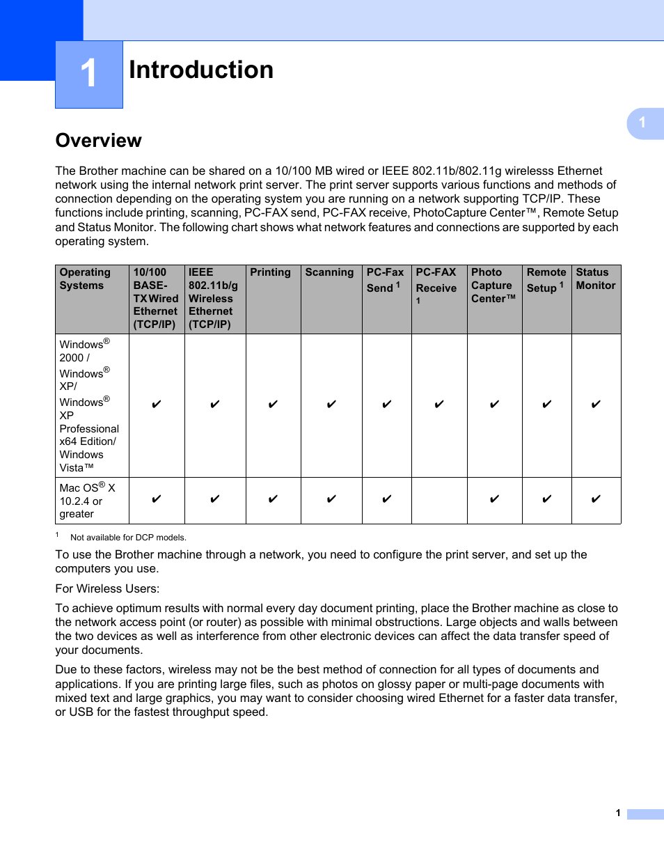 1 introduction, Overview, Introduction | Brother MFC-685CW User Manual | Page 9 / 136