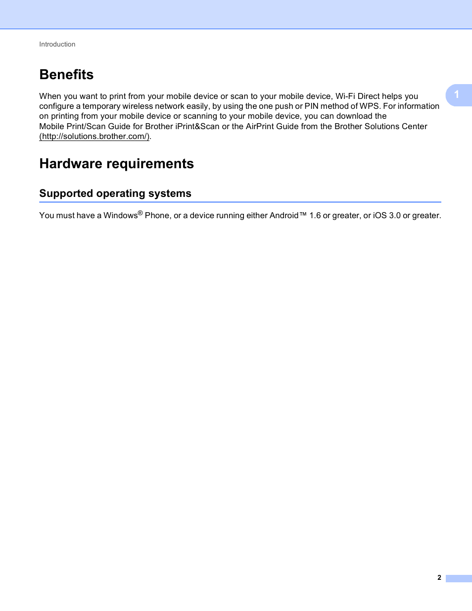 Benefits, Hardware requirements, Supported operating systems | Benefits hardware requirements | Brother MFC-9130CW User Manual | Page 5 / 25