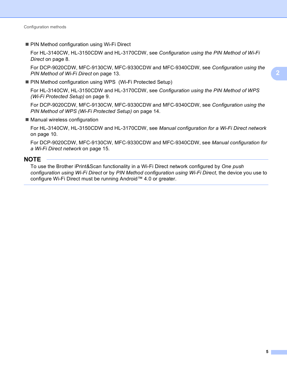 E pin method configuration using wi-fi direct, Ee pin method configuration using wi-fi direct, Ee manual wireless configuration | Brother MFC-9130CW User Manual | Page 8 / 25