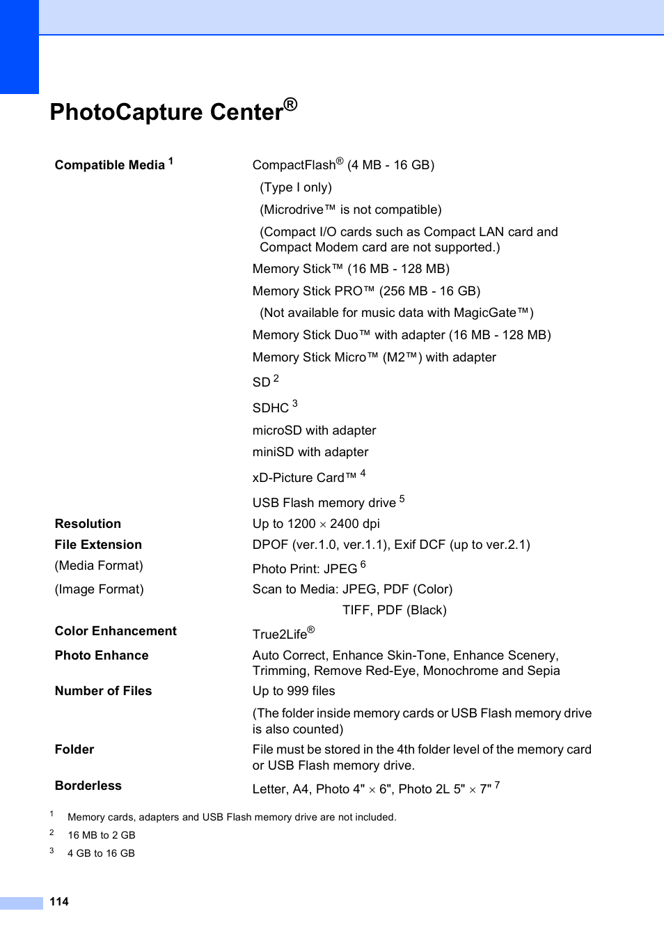 Photocapture center | Brother DCP-395CN User Manual | Page 126 / 140