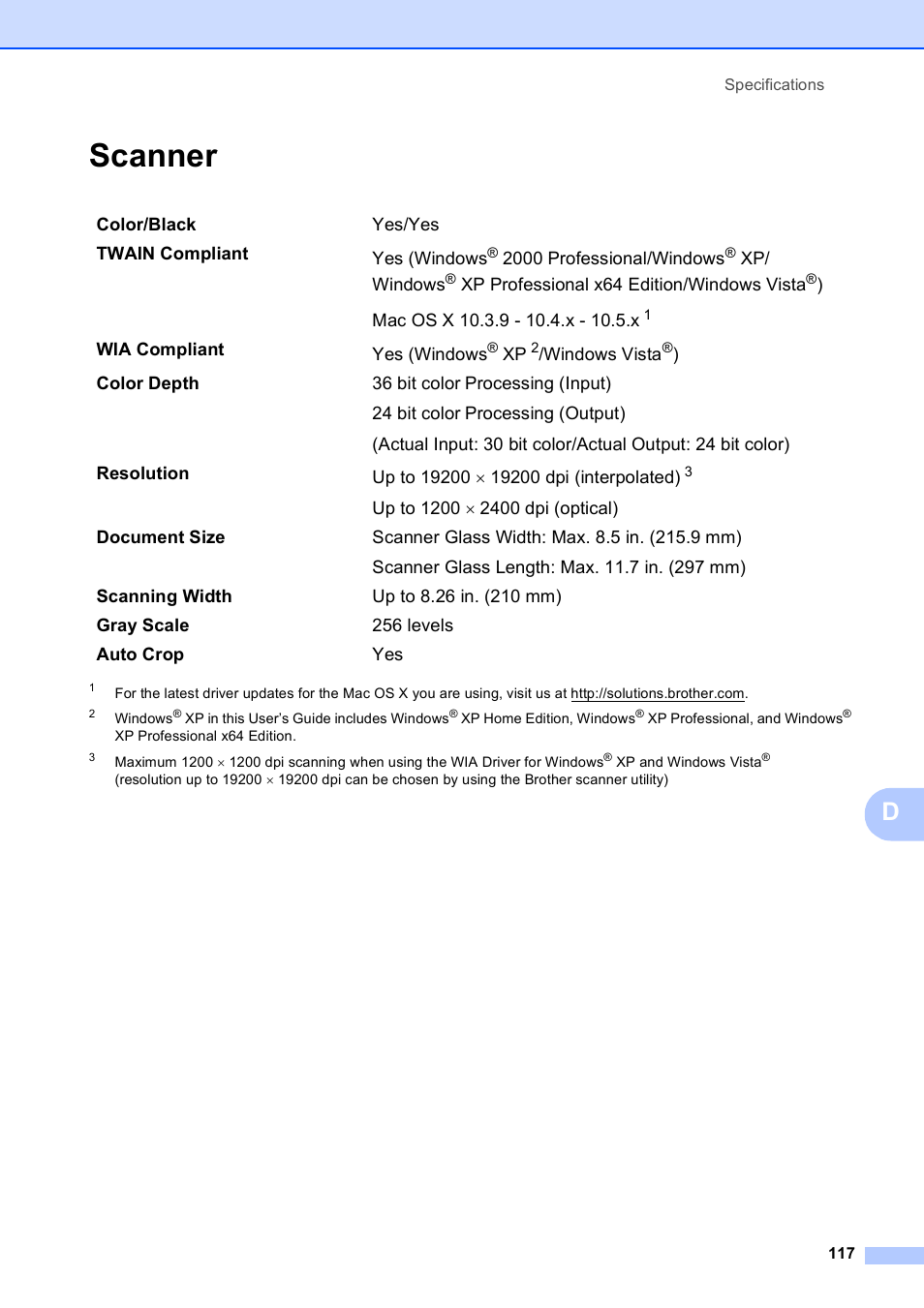 Scanner | Brother DCP-395CN User Manual | Page 129 / 140