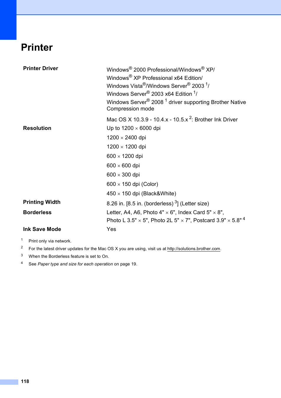 Printer | Brother DCP-395CN User Manual | Page 130 / 140