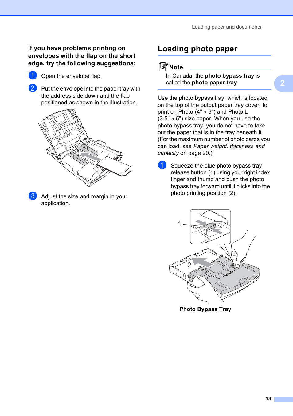 Loading photo paper | Brother DCP-395CN User Manual | Page 25 / 140