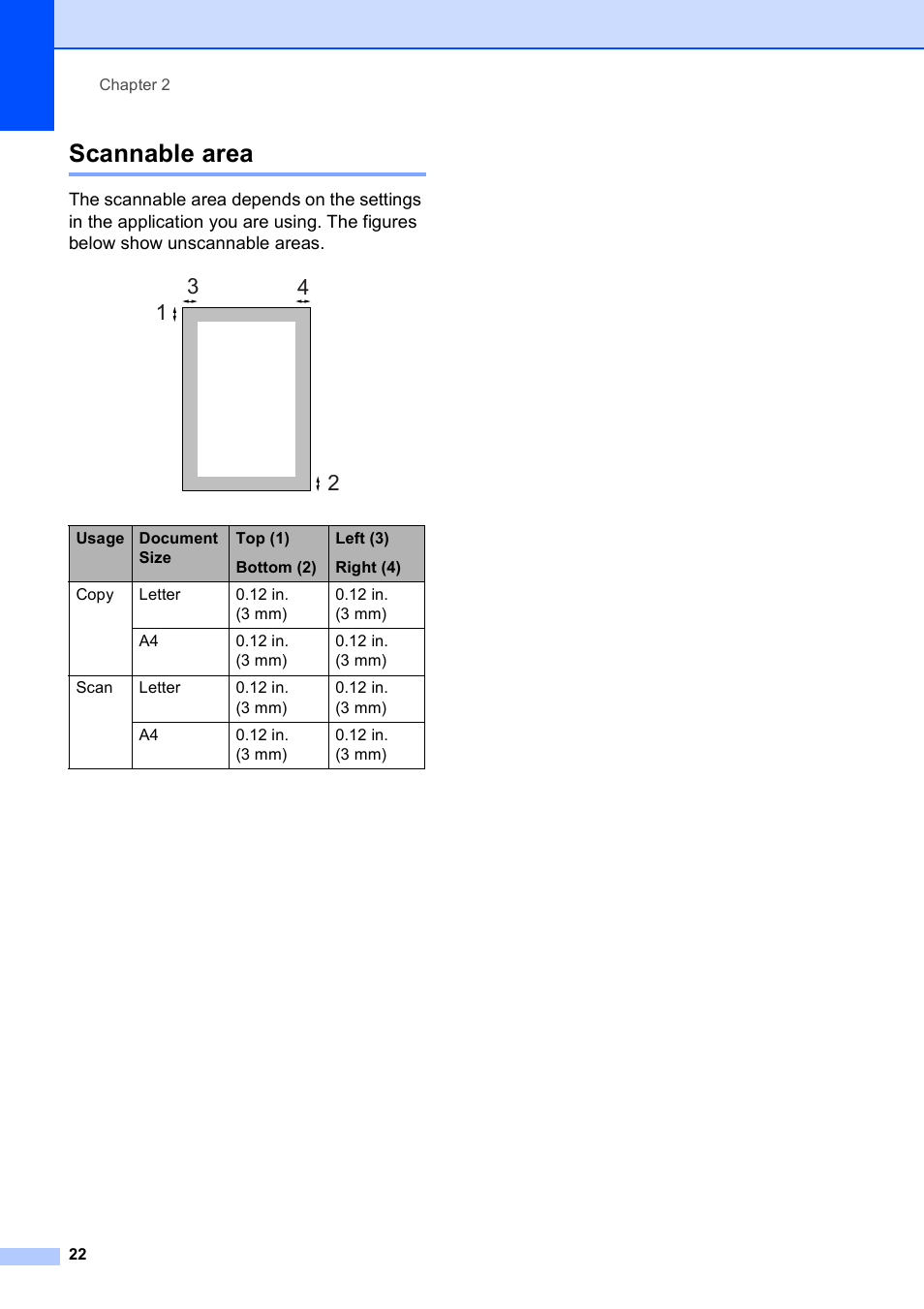 Scannable area | Brother DCP-395CN User Manual | Page 34 / 140