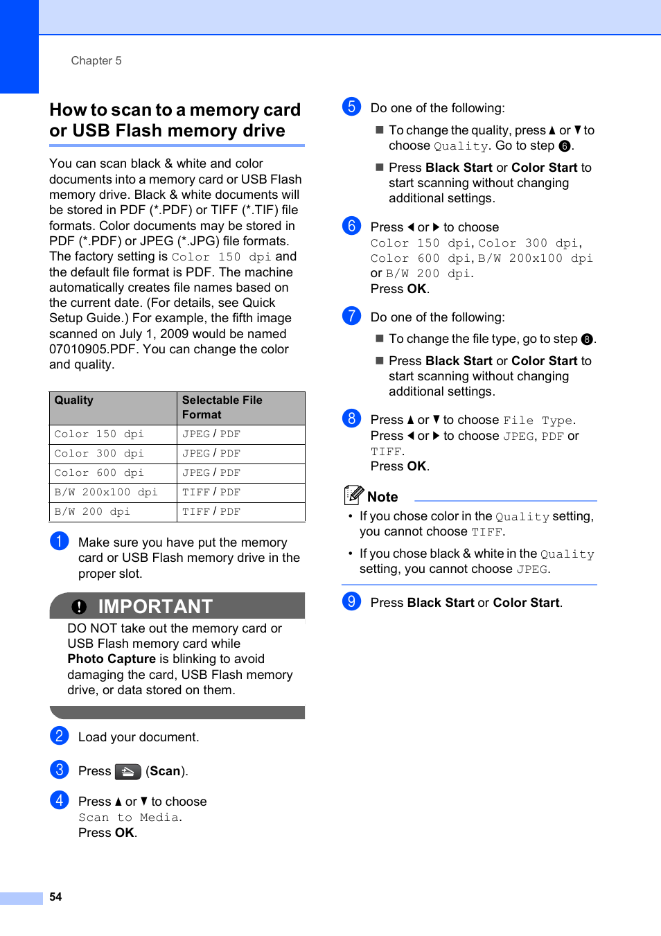 Important | Brother DCP-395CN User Manual | Page 66 / 140