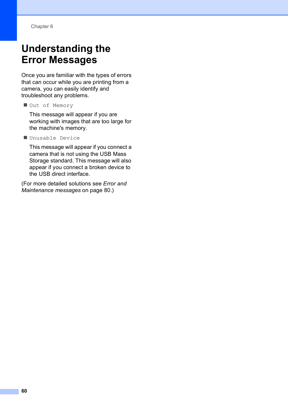 Understanding the error messages | Brother DCP-395CN User Manual | Page 72 / 140