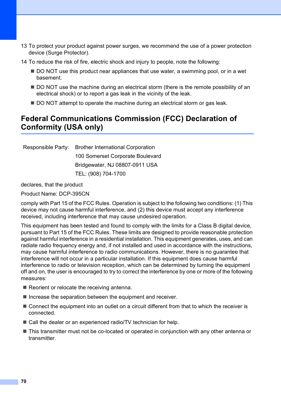 Usa only) | Brother DCP-395CN User Manual | Page 82 / 140